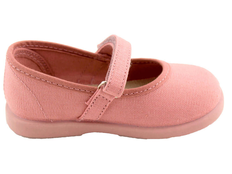 Canvas Mary Janes with velcro closure / Pink Antique