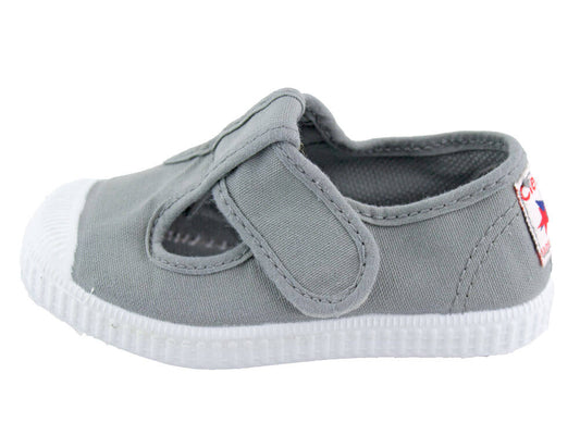 T-Strap Canvas Sneakers - Light Grey