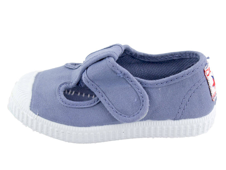 T-Strap Canvas Sneakers - Old Blue