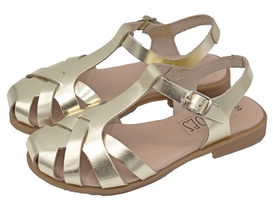Braided leather Sandals with buckle closure / Gold