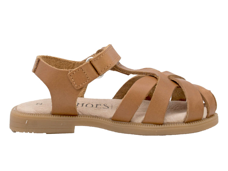 Braided leather Sandals with velcro closure / Brown