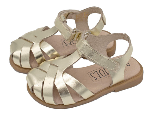 Braided leather Sandals with velcro closure / Gold