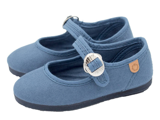 Canvas Mary Janes with buckle closure / Blue Jean