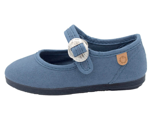 Canvas Mary Janes with buckle closure / Blue Jean