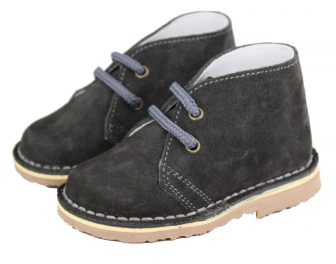 Suede Leather Safari Boots with laces Grey