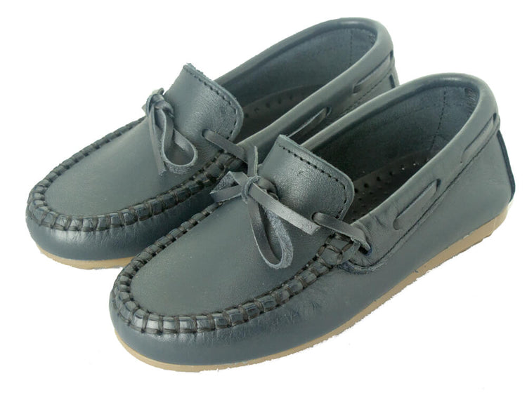 Leather Bow Loafer Blue