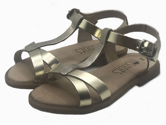 T-bar Leather Sandals Gold